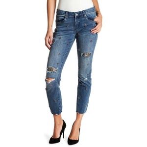 Blank NYC crop girlfriend Embellished Blue Jeans size 27